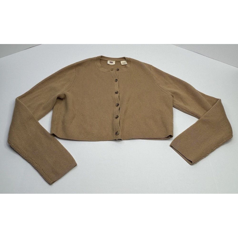 Levi's Norma Cropped Sweater Women's Medium Wool Blend Knit Tan Brown